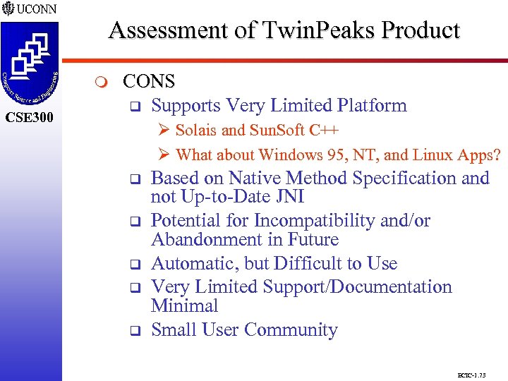 Assessment of Twin. Peaks Product CSE 298 CSE 300 m CONS q Supports Very