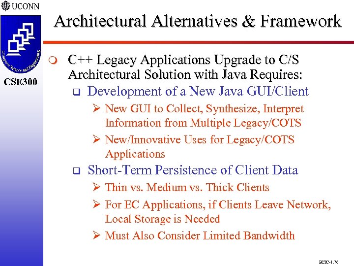 Architectural Alternatives & Framework CSE 298 CSE 300 m CSE 300 C++ Legacy Applications