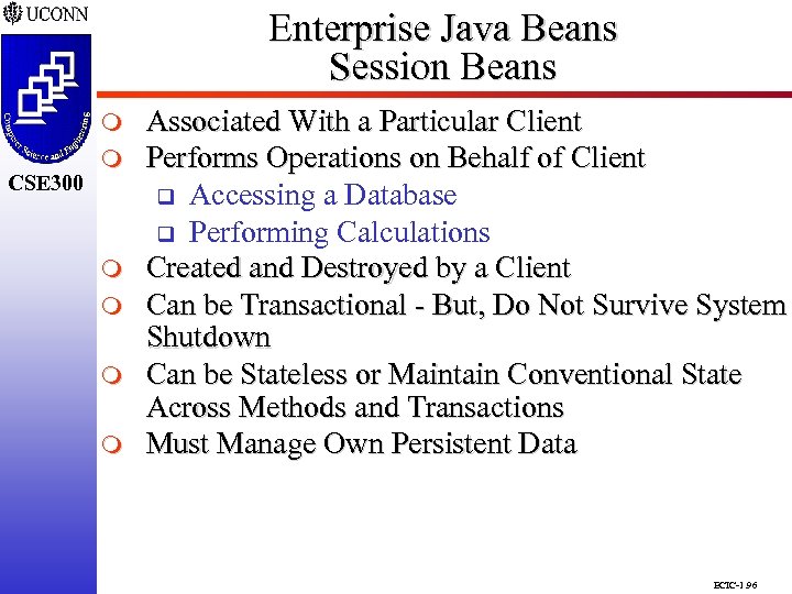 Enterprise Java Beans Session Beans CSE 298 CSE 300 m m m Associated With