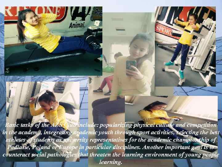 Basic tasks of the AZS Club include: popularizing physical culture and competition in the