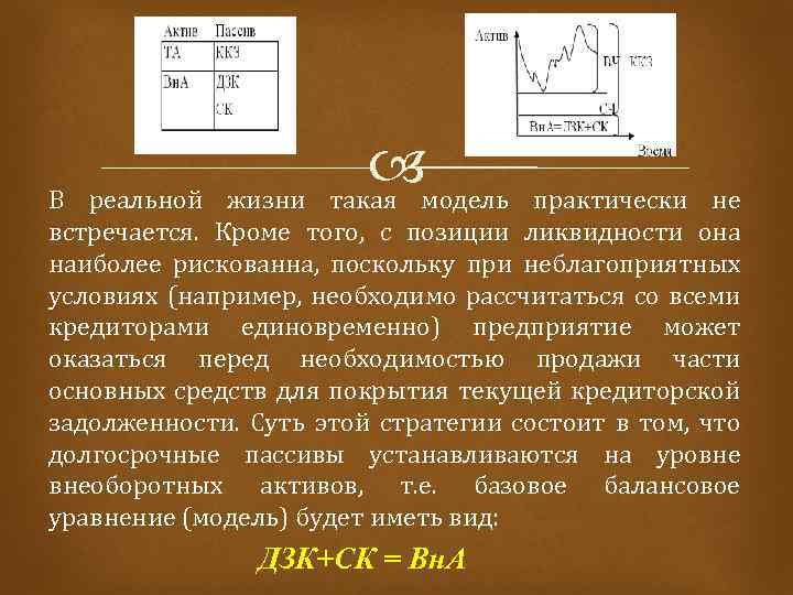  модель такая В реальной жизни практически не встречается. Кроме того, с позиции ликвидности