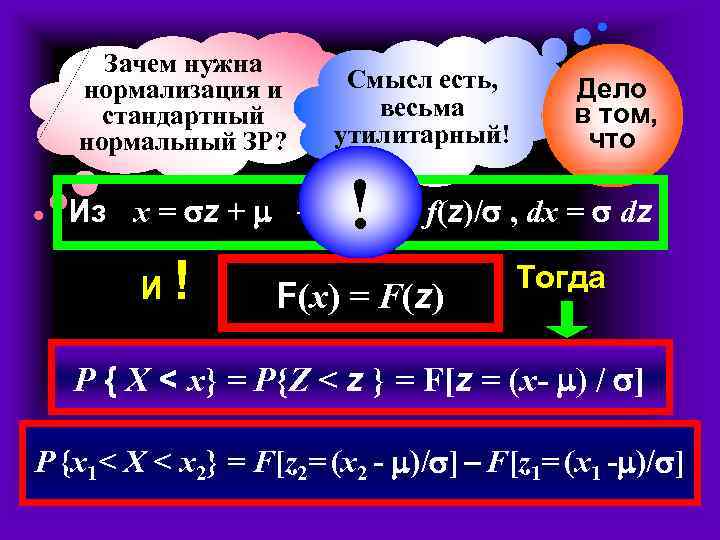 Зачем нужна нормализация и стандартный нормальный ЗР? Смысл есть, весьма утилитарный! Дело в том,