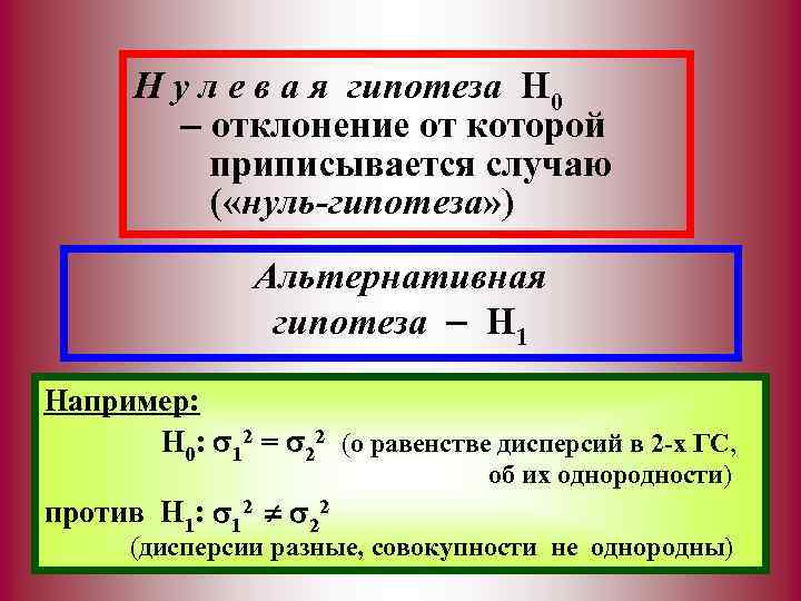 Н у л е в а я гипотеза H 0 отклонение от которой приписывается