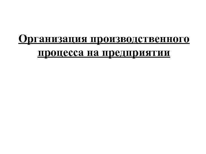 Организация производственного процесса на предприятии 