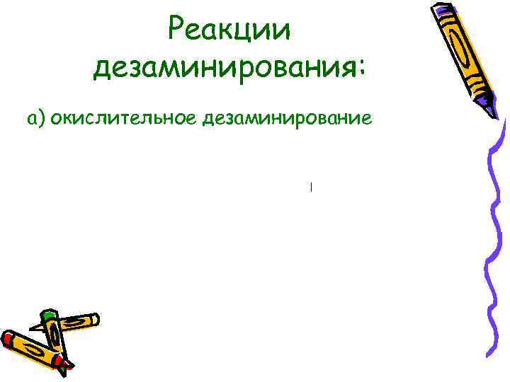 Реакции дезаминирования: а) окислительное дезаминирование 