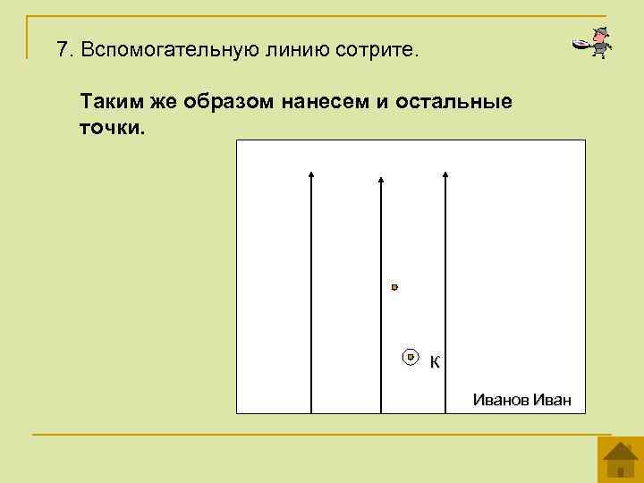 7. Вспомогательную линию сотрите. Таким же образом нанесем и остальные точки. К Иванов Иван