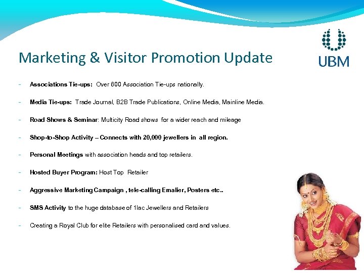 Marketing & Visitor Promotion Update - Associations Tie-ups: Over 600 Association Tie-ups nationally. -