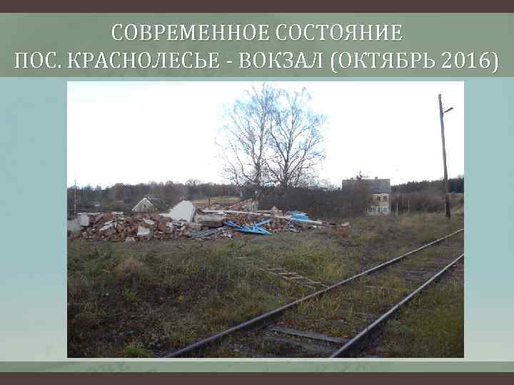СОВРЕМЕННОЕ СОСТОЯНИЕ ПОС. КРАСНОЛЕСЬЕ - ВОКЗАЛ (ОКТЯБРЬ 2016) 