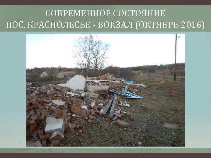СОВРЕМЕННОЕ СОСТОЯНИЕ ПОС. КРАСНОЛЕСЬЕ - ВОКЗАЛ (ОКТЯБРЬ 2016) 
