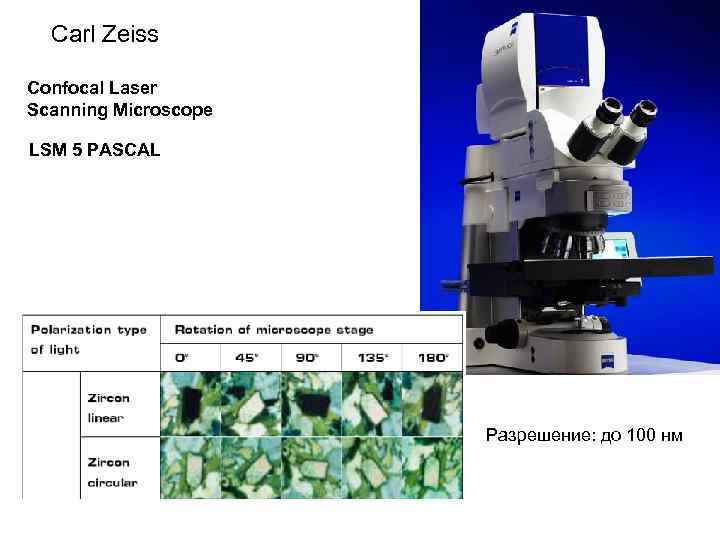 Carl Zeiss Confocal Laser Scanning Microscope LSM 5 PASCAL Разрешение: до 100 нм 