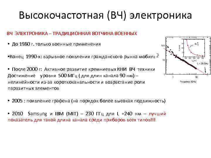 Высокочастотная (ВЧ) электроника ВЧ ЭЛЕКТРОНИКА – ТРАДИЦИОННАЯ ВОТЧИНА ВОЕННЫХ • До 1980 г. только