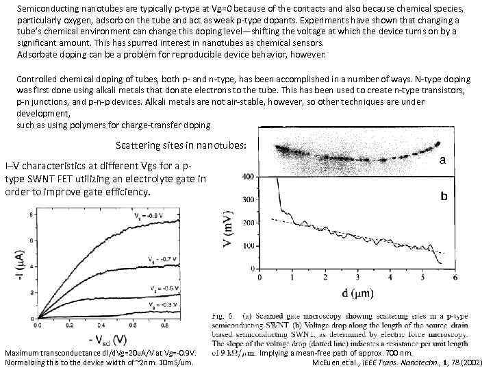 Semiconducting nanotubes are typically p-type at Vg=0 because of the contacts and also because