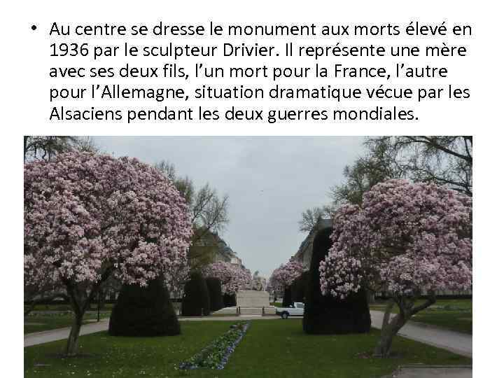  • Au centre se dresse le monument aux morts élevé en 1936 par