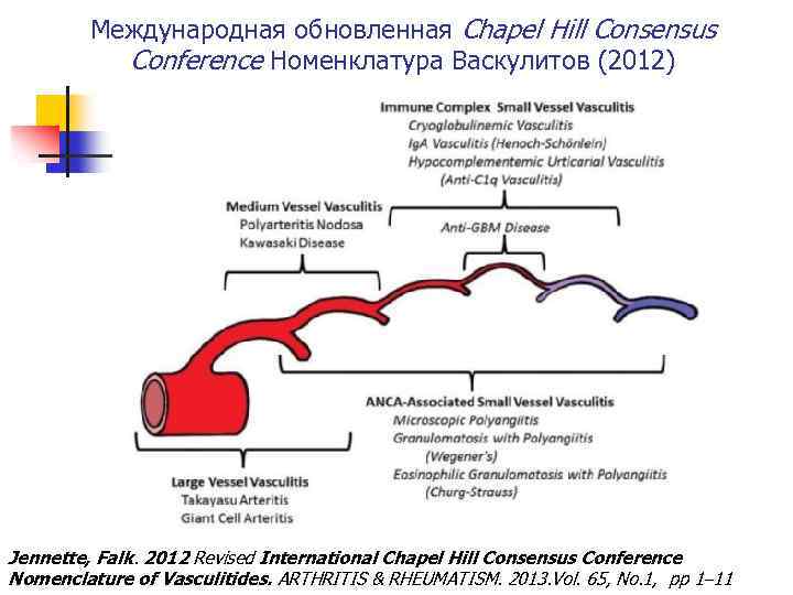 Международная обновленная Chapel Hill Consensus Conference Номенклатура Васкулитов (2012) Jennette, Falk. 2012 Revised International