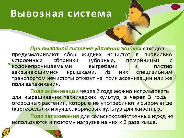 Вывозная система При вывозной системе удаления жидких отходов предусматривают сбор жидких нечистот в правильно