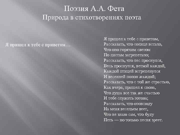 Фет природа стихи