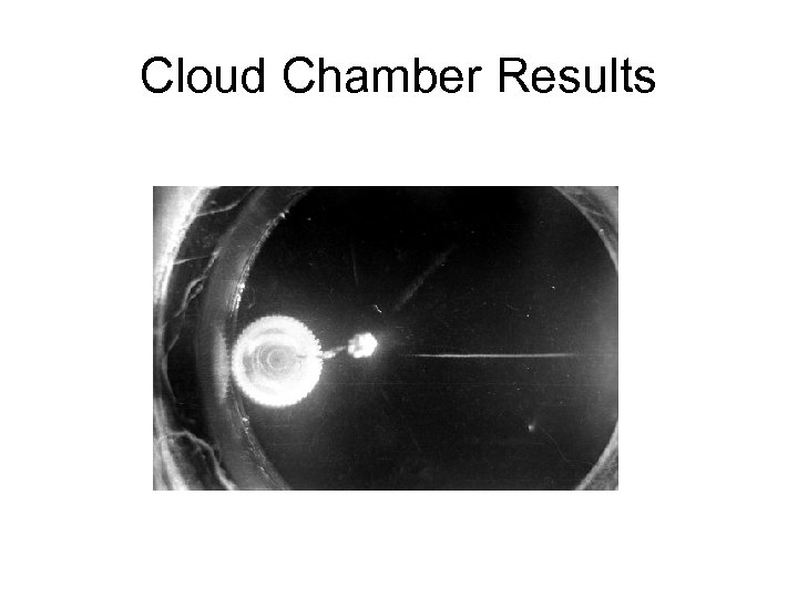 Cloud Chamber Results 