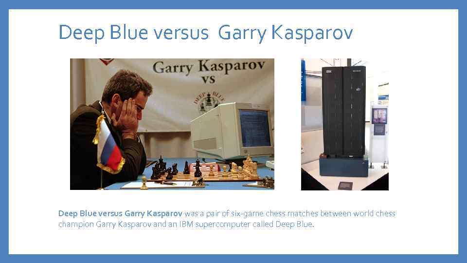 Deep Blue versus Garry Kasparov was a pair of six-game chess matches between world