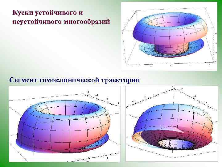 Куски устойчивого и неустойчивого многообразий Сегмент гомоклинической траектории 