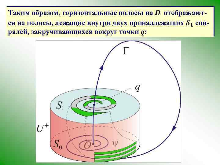 Таким образом, горизонтальные полосы на D отображаются на полосы, лежащие внутри двух принадлежащих S