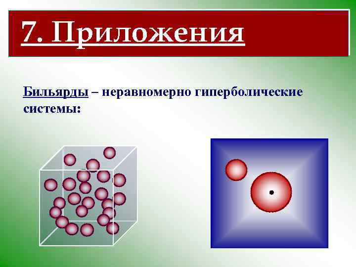 7. Приложения Бильярды – неравномерно гиперболические системы: 
