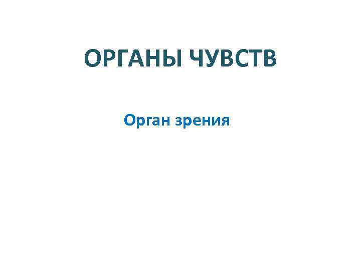 ОРГАНЫ ЧУВСТВ Орган зрения 