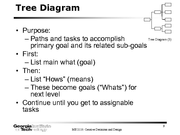 Tree Diagram • Purpose: Tree Diagram (3) – Paths and tasks to accomplish primary
