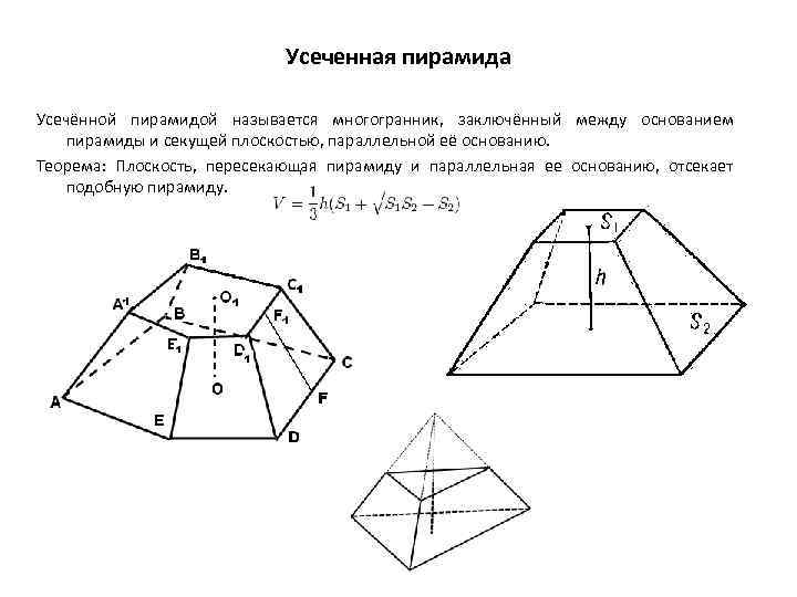 Чертеж правильной усеченной пирамиды