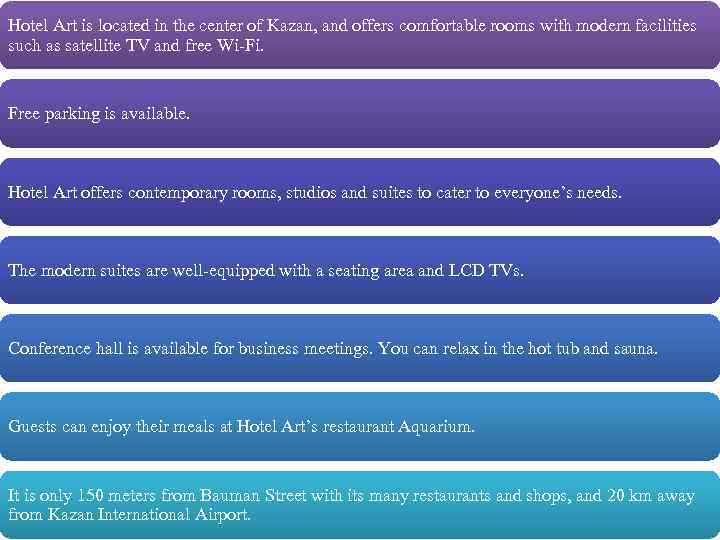 Hotel Art is located in the center of Kazan, and offers comfortable rooms with