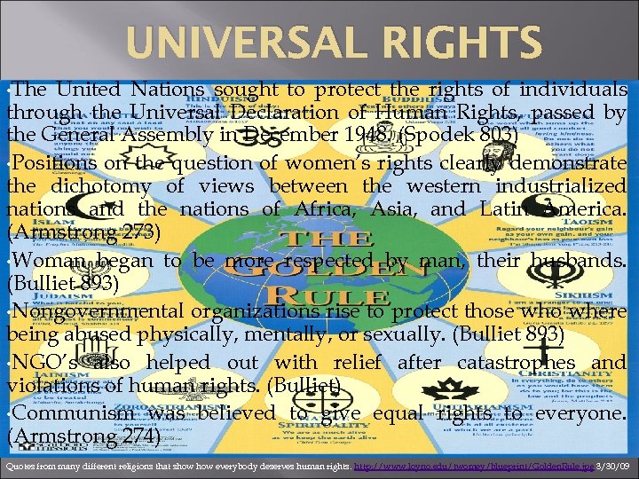 UNIVERSAL RIGHTS • The United Nations sought to protect the rights of individuals through