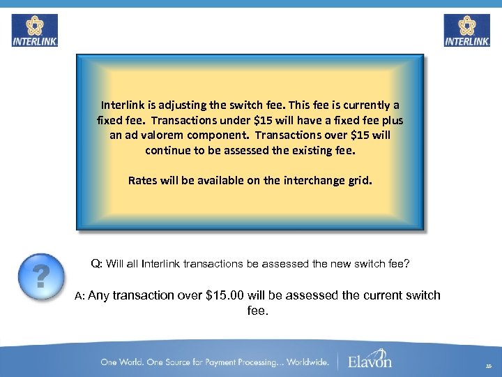 Interlink is adjusting the switch fee. This fee is currently a fixed fee. Transactions