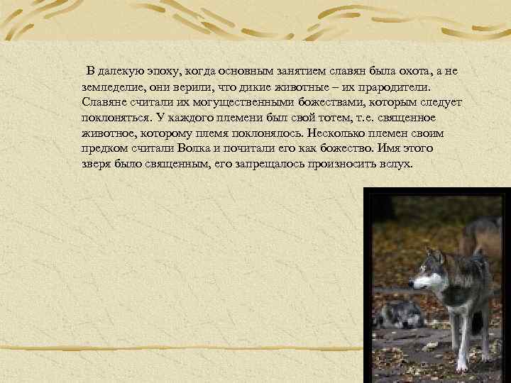 В далекую эпоху, когда основным занятием славян была охота, а не земледелие, они верили,