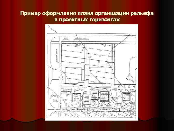 Пример оформления плана организации рельефа в проектных горизонтах 