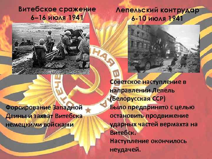 Витебское сражение 6– 16 июля 1941 Форсирование Западной Двины и захват Витебска немецкими войсками