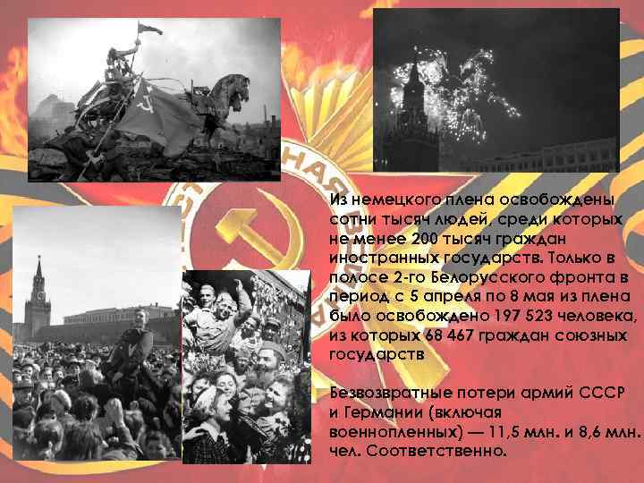 Из немецкого плена освобождены сотни тысяч людей, среди которых не менее 200 тысяч граждан