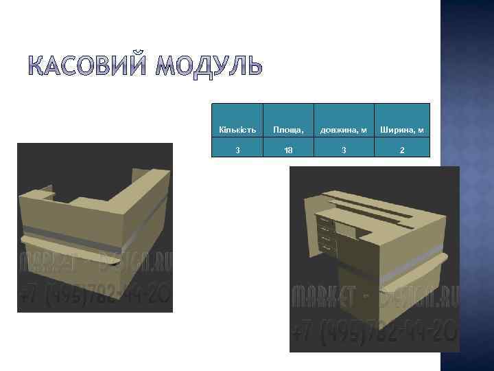 Кількість Площа, довжина, м Ширина, м 3 18 3 2 