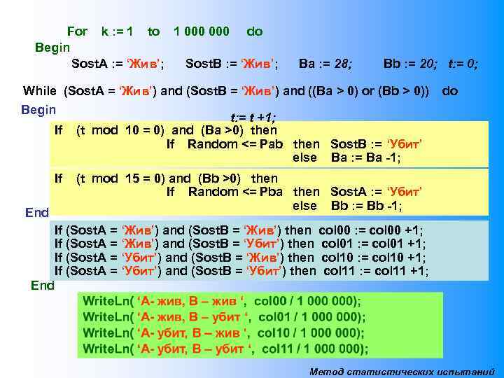 For k : = 1 to 1 000 do Begin Sost. A : =