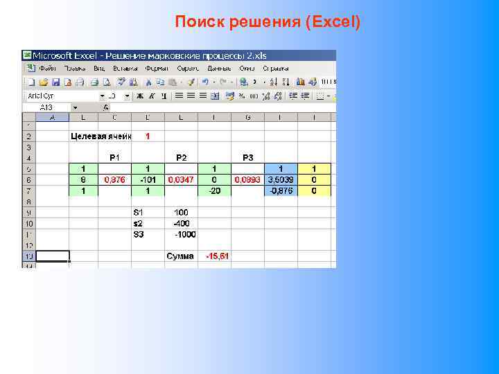 Поиск решения (Excel) 