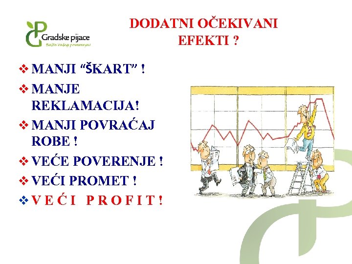 DODATNI OČEKIVANI EFEKTI ? v MANJI “ŠKART” ! v MANJE REKLAMACIJA! v MANJI POVRAĆAJ