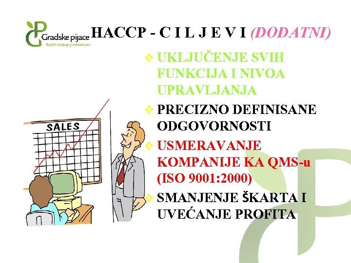 HACCP - C I L J E V I (DODATNI) v UKLJUČENJE SVIH FUNKCIJA