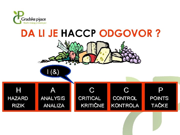 DA LI JE HACCP ODGOVOR ? I (&) H A C C P HAZARD