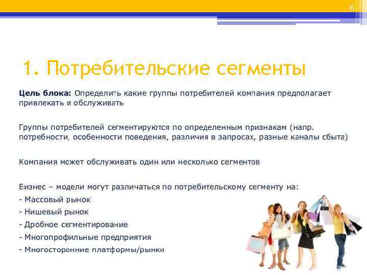 6 1. Потребительские сегменты 