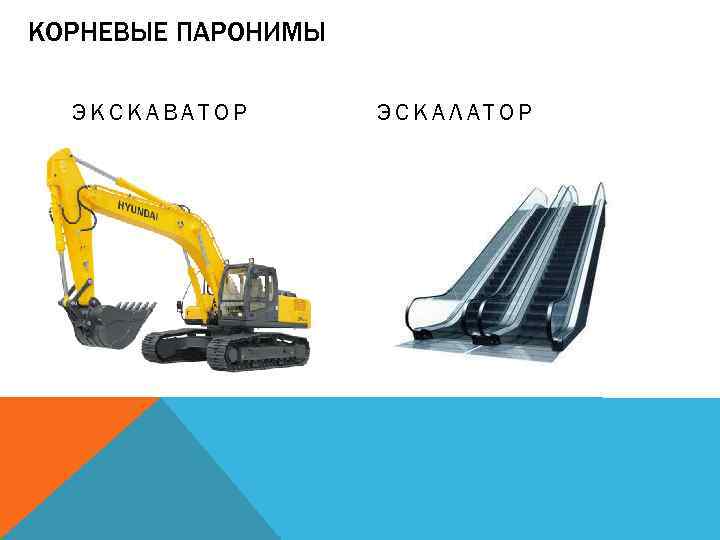 КОРНЕВЫЕ ПАРОНИМЫ ЭКСКАВАТОР ЭСКАЛАТОР 