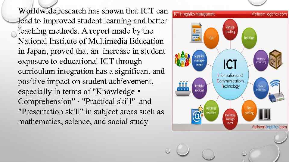 Worldwide research has shown that ICT can lead to improved student learning and better