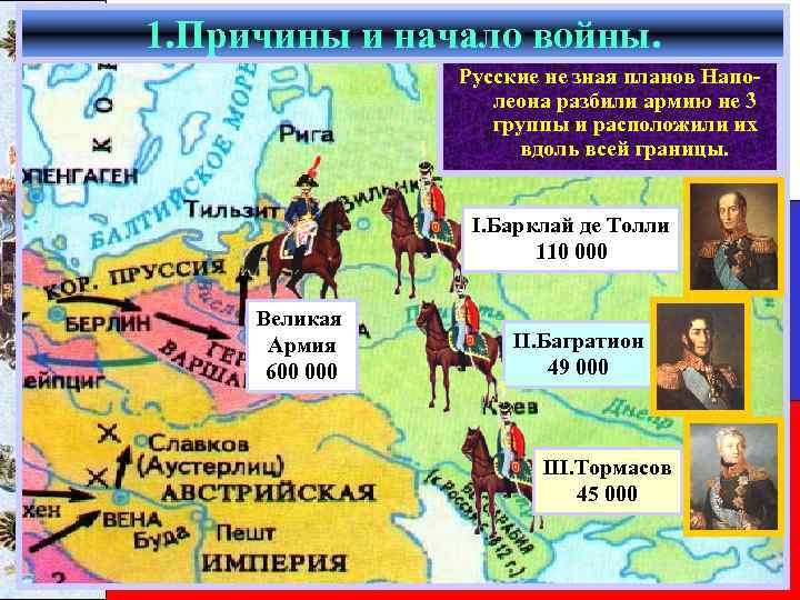 1. Причины и начало войны. Летом 1812 зная планов в при. Наполеон рассчитывал Напо.
