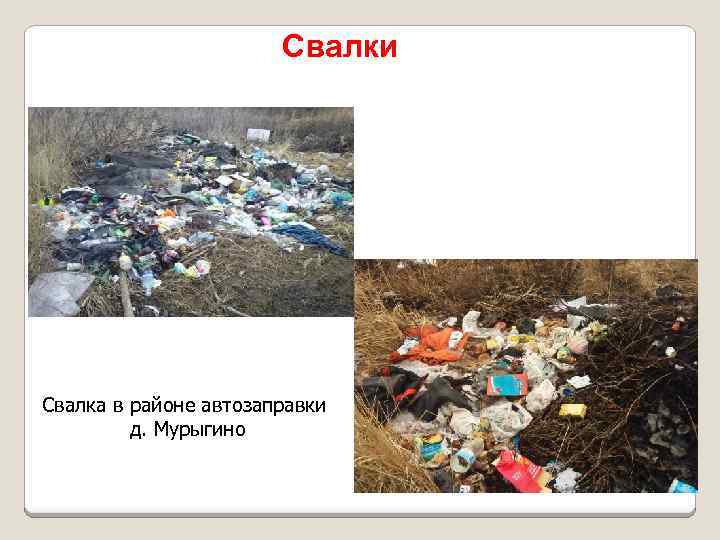Свалки Свалка в районе автозаправки д. Мурыгино 