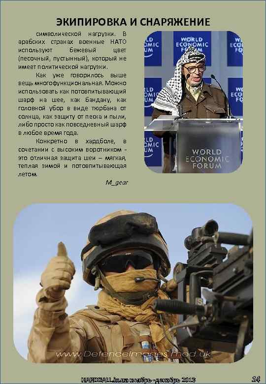 ЭКИПИРОВКА И СНАРЯЖЕНИЕ символической нагрузки. В арабских странах военные НАТО используют бежевый цвет (песочный,