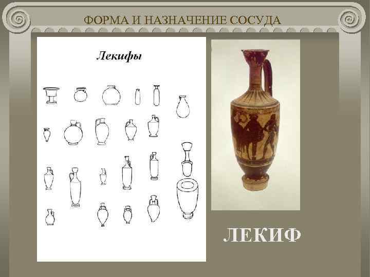 ФОРМА И НАЗНАЧЕНИЕ СОСУДА ЛЕКИФ 