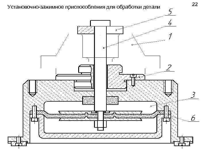 Установочно-зажимное приспособления для обработки детали 22 
