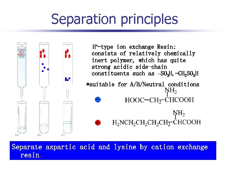 Separation principles H+-type ion exchange Resin: consists of relatively chemically inert polymer, which has